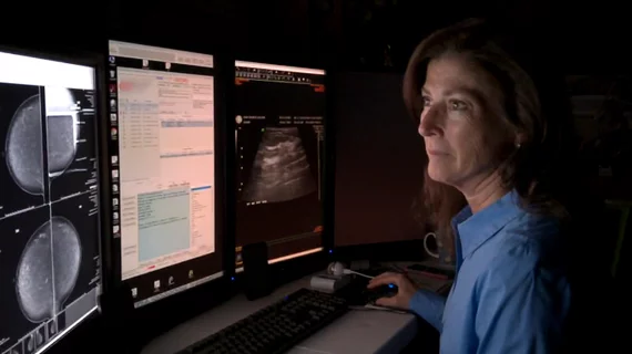 Radiologist reading breast imaging, mammography, exams on a PACS system. Monique Rasband, vice president of imaging, cardiology and oncology, KLAS Research, explains some of technology trends KLAS researchers have found in enterprise imaging system and radiology artificial intelligence (AI).