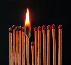 matches burning burnout