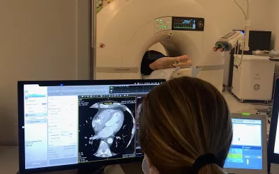 A technologist performs a cardiac CT scan on the Duly Health and Care's outpatient, dedicated cardiac CT scanner. #yesCCT #CCTA #CTA