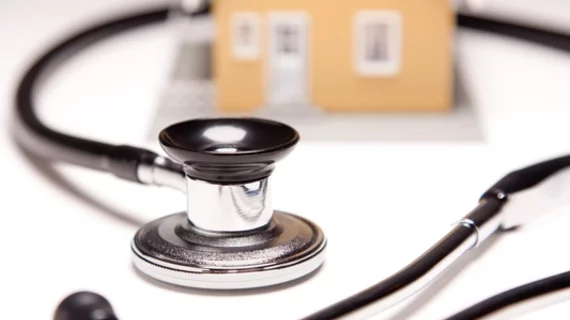 Medical home represented by house with stethoscope.